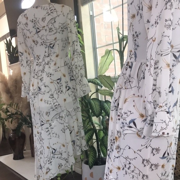 Asos Brand Autumn Floral Asymmetrical Midi Dress - Picture 6 of 9